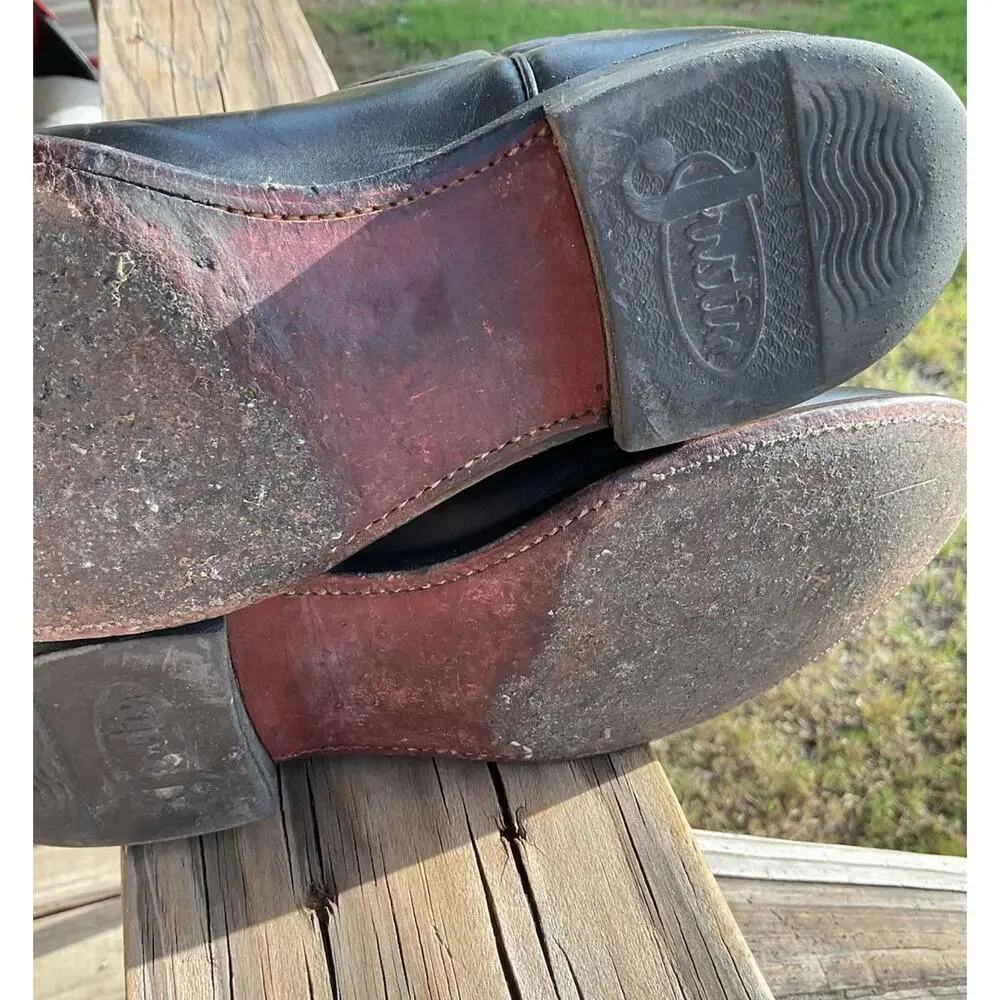 Justin Classic Black Roper Style L-3703 Cowboy Boots Mens Sz 6 1/2C
